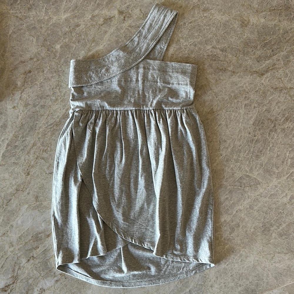 Asymmetrical Dress - One shoulder Dress - Gray T-shirt Dress - Sun Dress - Small